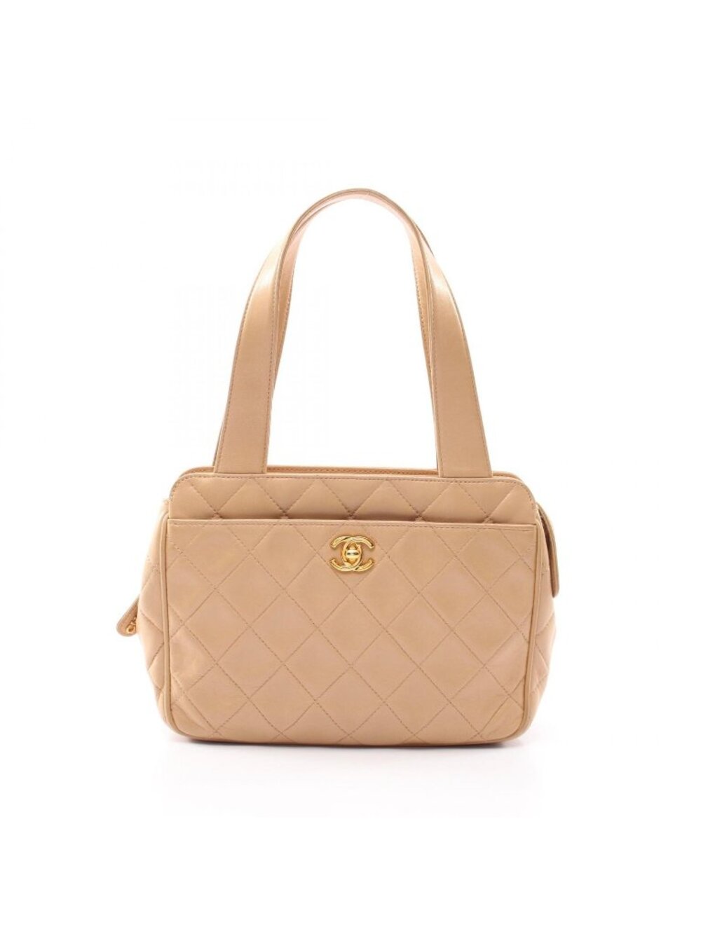 Chanel Handbag Quilted Beige Lambskin